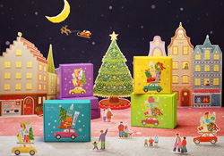 スキンケアブランドAnua　ダーマライン　クリスマスコフレ　BOXと背景イラスト